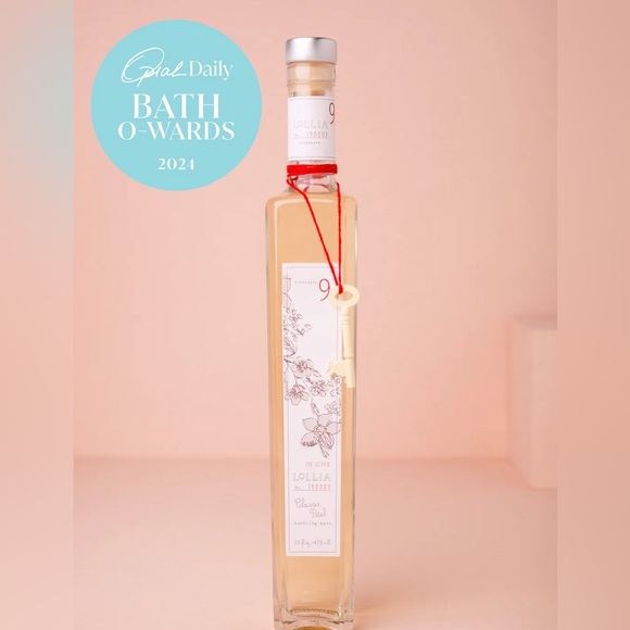 Lollia In Love #9 Classic Petal bubbling bath in glass bottle w/cork & key-NEW